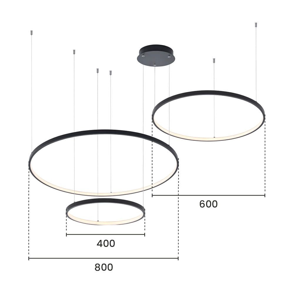 Lustre Pendente Astraled Bevis PL-9732 Preto Led Bivolt