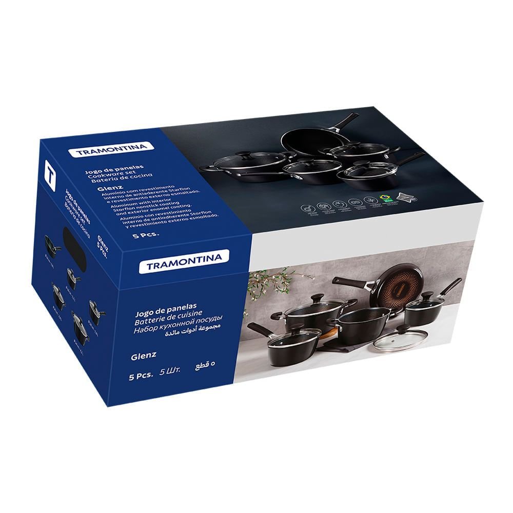 Jogo de Panelas Tramontina Glenz 28699610 Cinza Stone