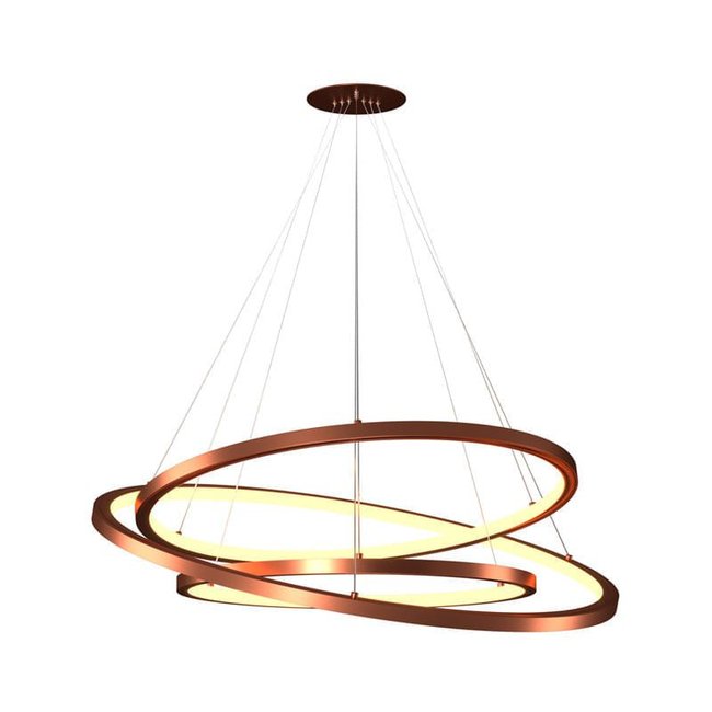 Lustre Pendente Orluce Tabat OR1797 com 3 Aros 60/50/40cm Cobre
