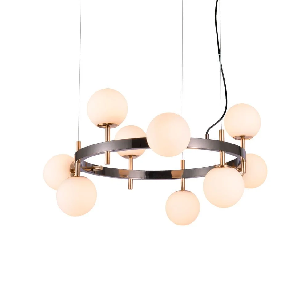 Lustre Pendente Nordecor Romai Cin 2197 Preto Ônix / Dourado G9 Bivolt