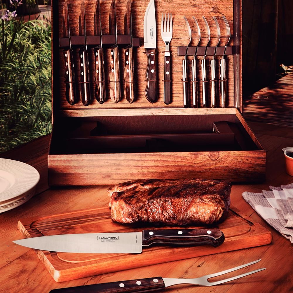 Kit Churrasco 15 Peças Tramontina 21198970 Marrom
