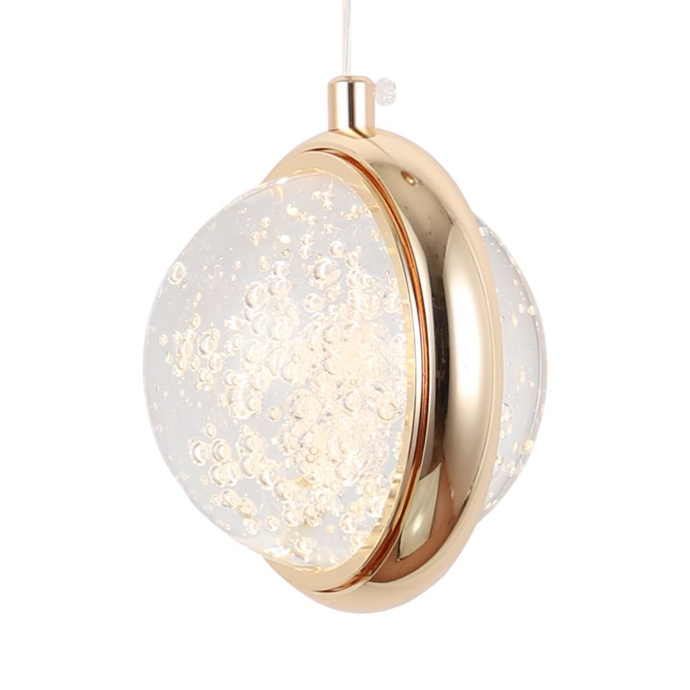 Lustre Pendente Skylight Bubble 3062 Dourado / Transparente Led Bivolt