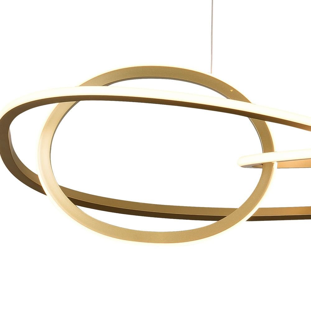Lustre Pendente Nordecor Jeda 2710 Ouro Champagne Led Bivolt