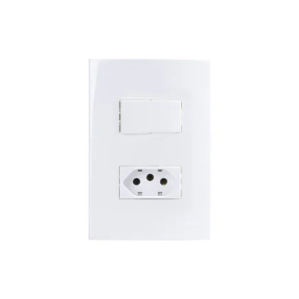 Caixa de Sobrepor 75x75 com Interruptor Simples 10A e Tomada 2P+T