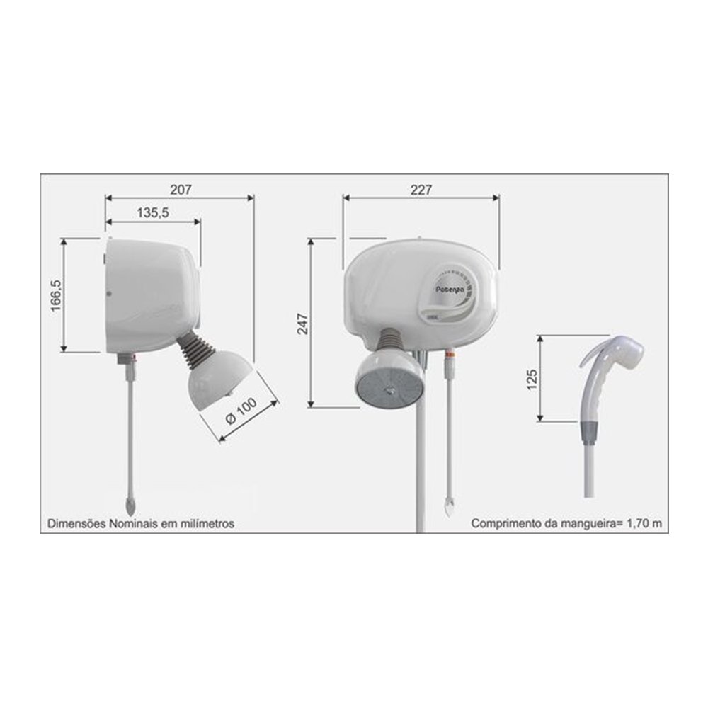 Chuveiro Cardal Potenza Eletrônico com Pressurizador Branco